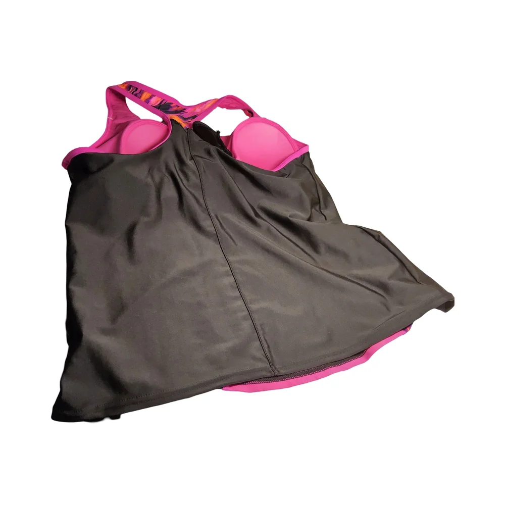 1 NWT Zeroposur Pink and Black swimwear top and bottom size XL